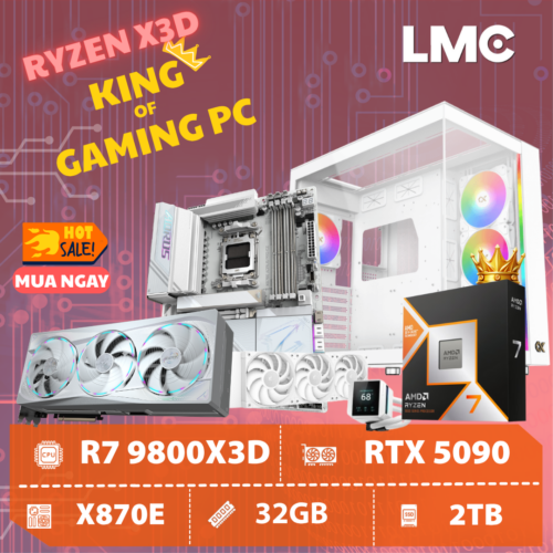 PC ARES THUNDER - Ryzen 7 9800X3D / RTX 5090 32GB - VUA CHIẾN TRƯỜNG, CHIẾN MỌI GAME