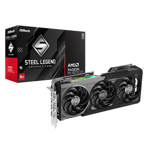 Card màn hình ASROCK Radeon RX 9070 XT Steel Legend Dark 16GB