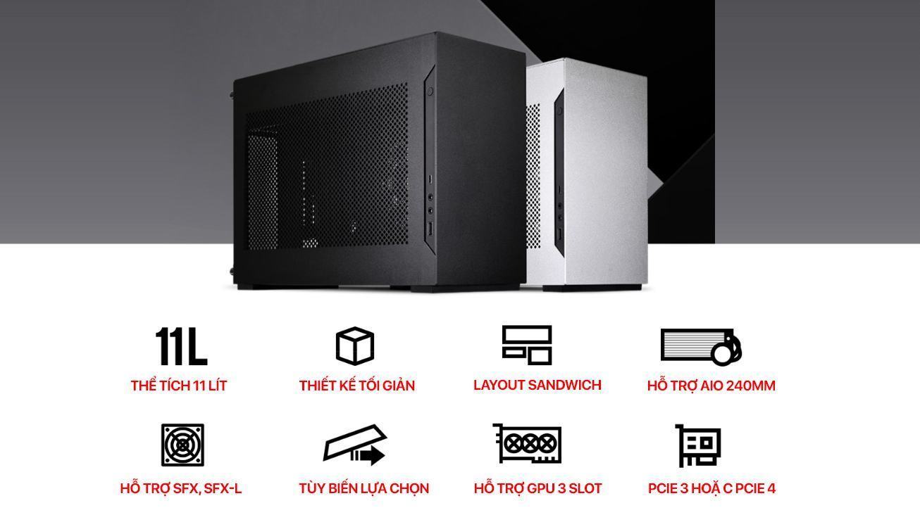 Vỏ Case LIAN-LI A4 H2O Black (Mini Tower/Màu Đen/Kèm sẵn PCIE 4.0)