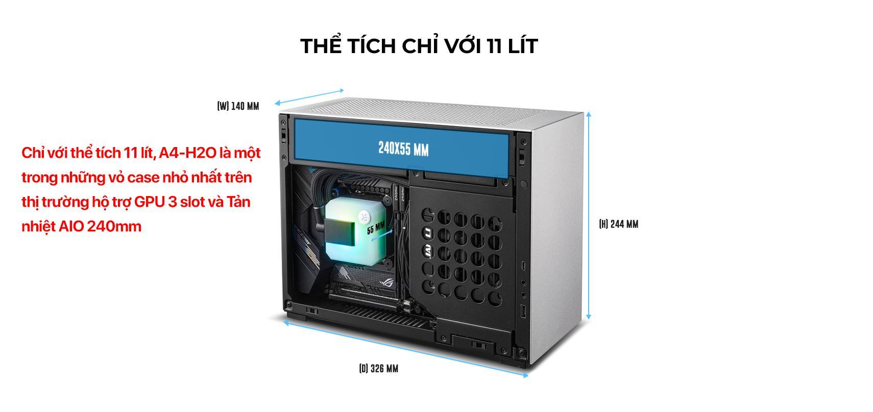 Vỏ Case LIAN-LI A4 H2O Black (Mini Tower/Màu Đen/Kèm sẵn PCIE 4.0)