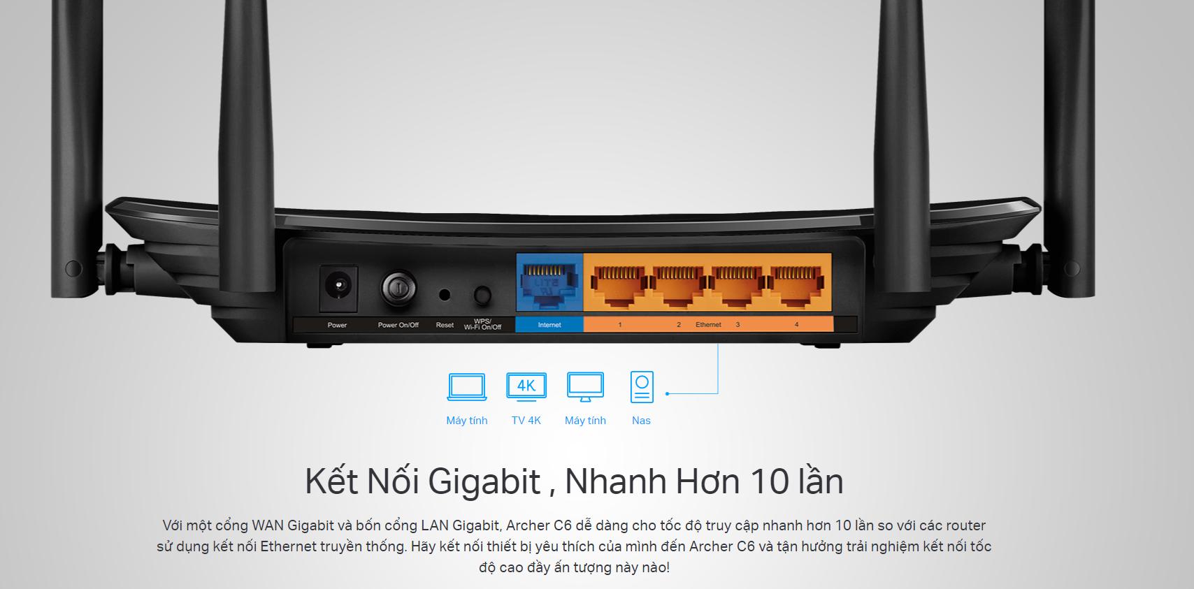 Bộ phát wifi TP-Link Archer C6 V2 Wireless AC1200Mbps