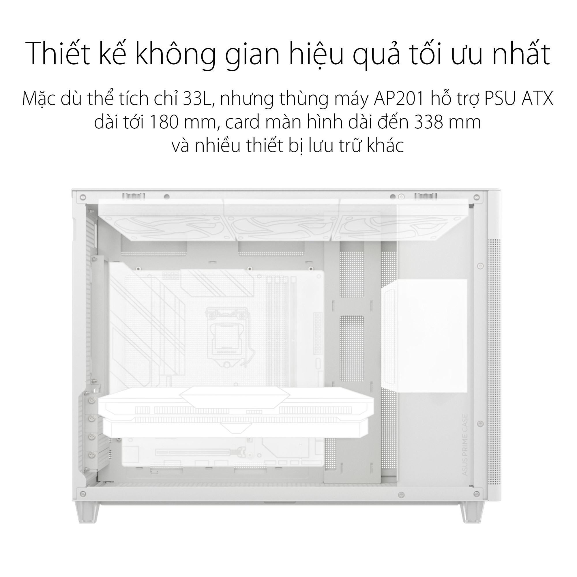 Vỏ Case Asus AP201 Asus Prime CASE TG White (Mini Tower / Màu Trắng )