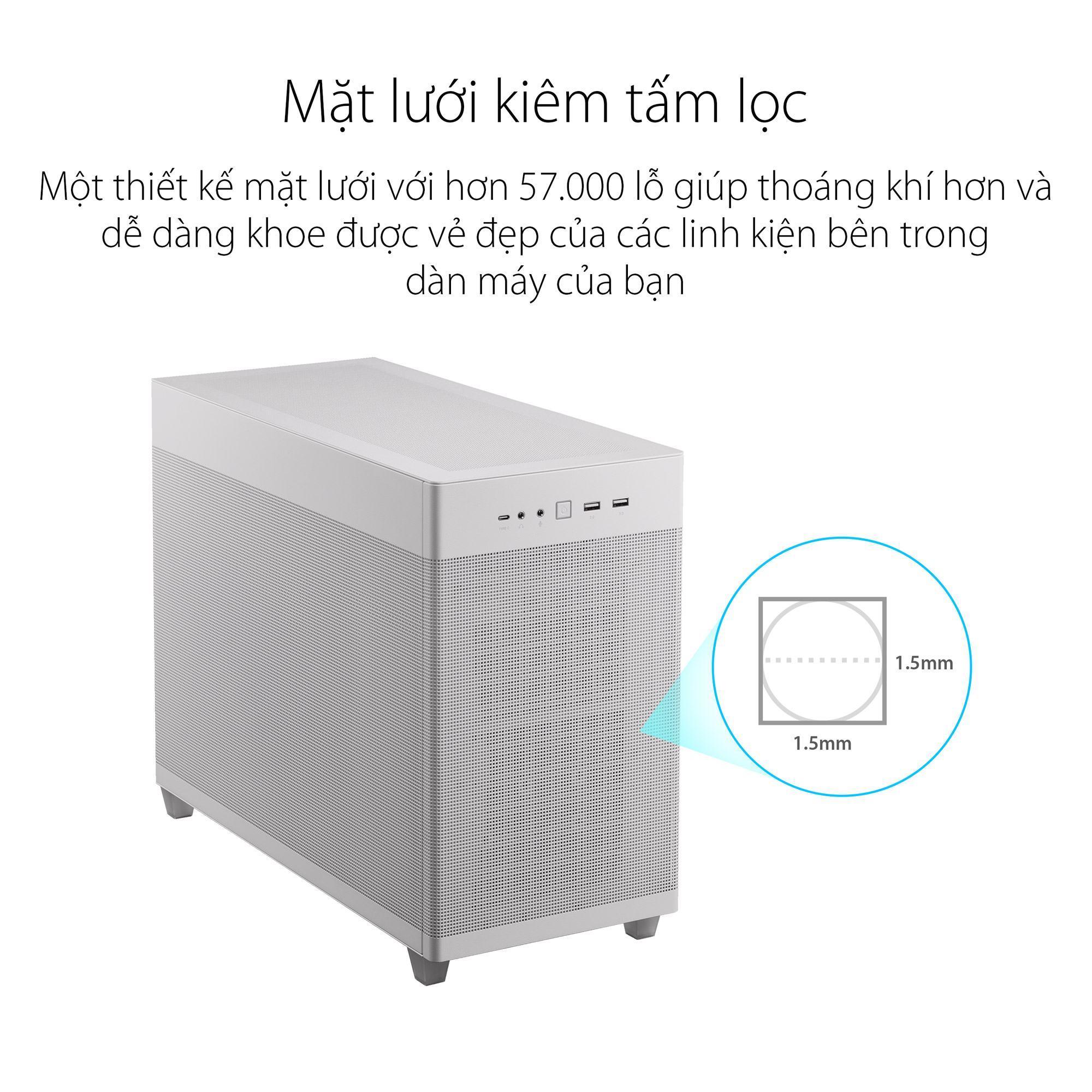 Vỏ Case Asus AP201 Asus Prime CASE TG White (Mini Tower / Màu Trắng )