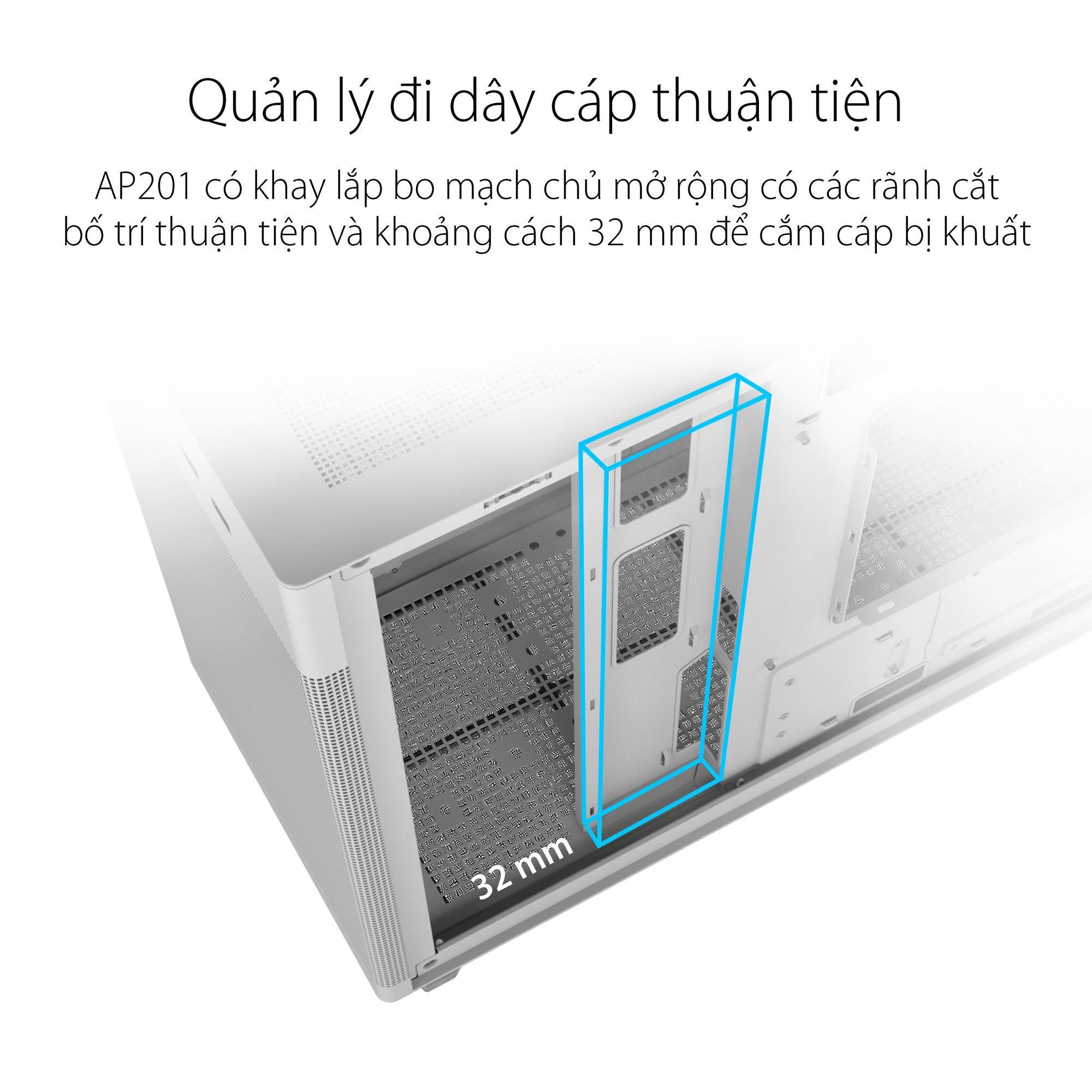 Vỏ Case Asus AP201 Asus Prime CASE TG White (Mini Tower / Màu Trắng )