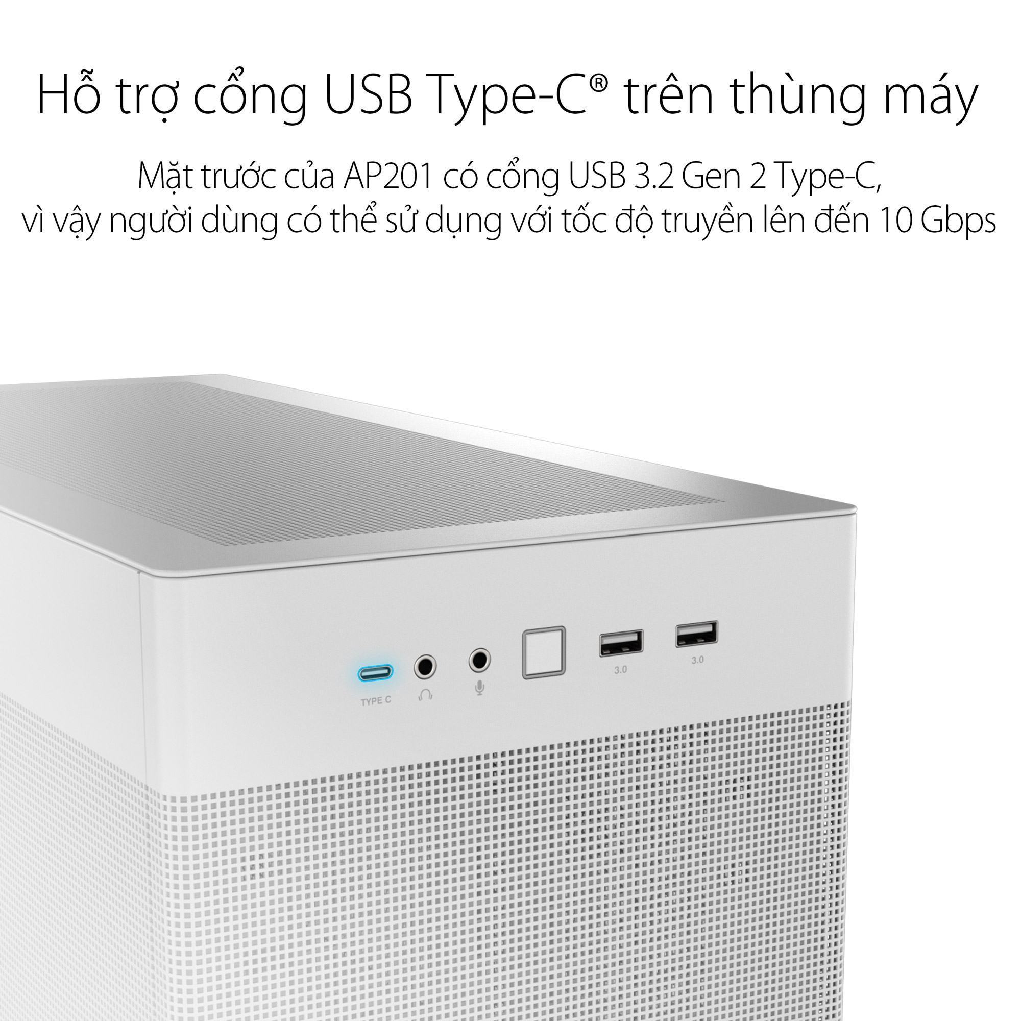 Vỏ Case Asus AP201 Asus Prime CASE TG White (Mini Tower / Màu Trắng )