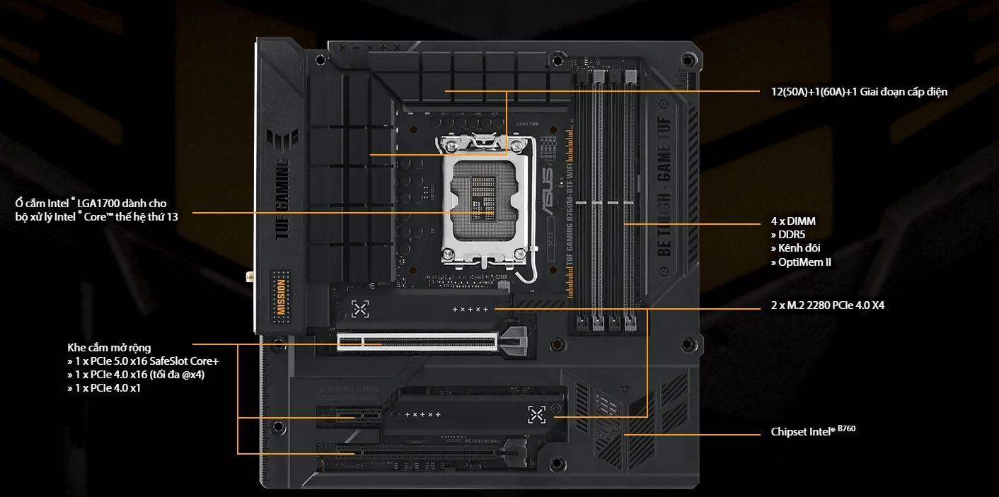 Mainboard ASUS TUF Gaming B760M-BTF WIFI DDR5