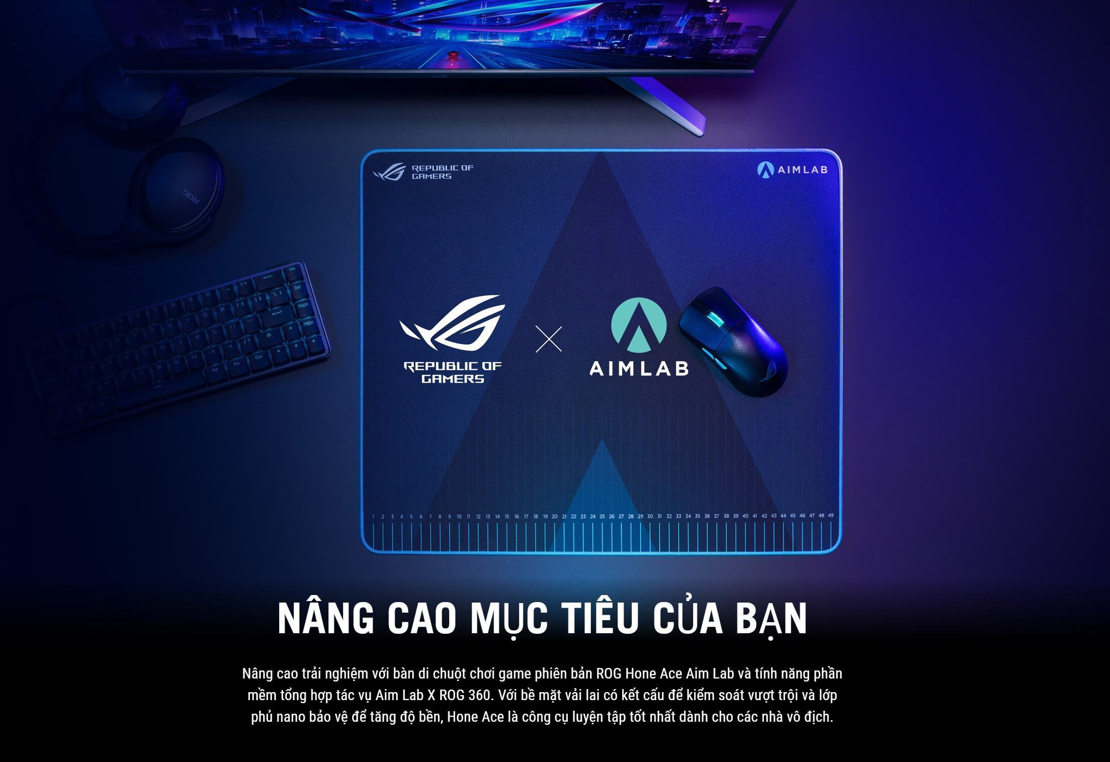 Bàn di chuột Asus ROG HONE ACE AIM LAB (NC16) 50cm x 42cm dày 3mm
