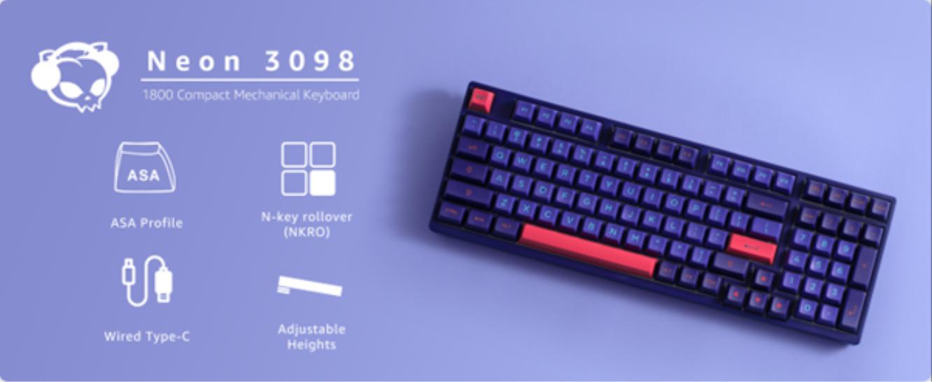 Bàn phím cơ AKKO 3098 Neon Cream Blue Pro