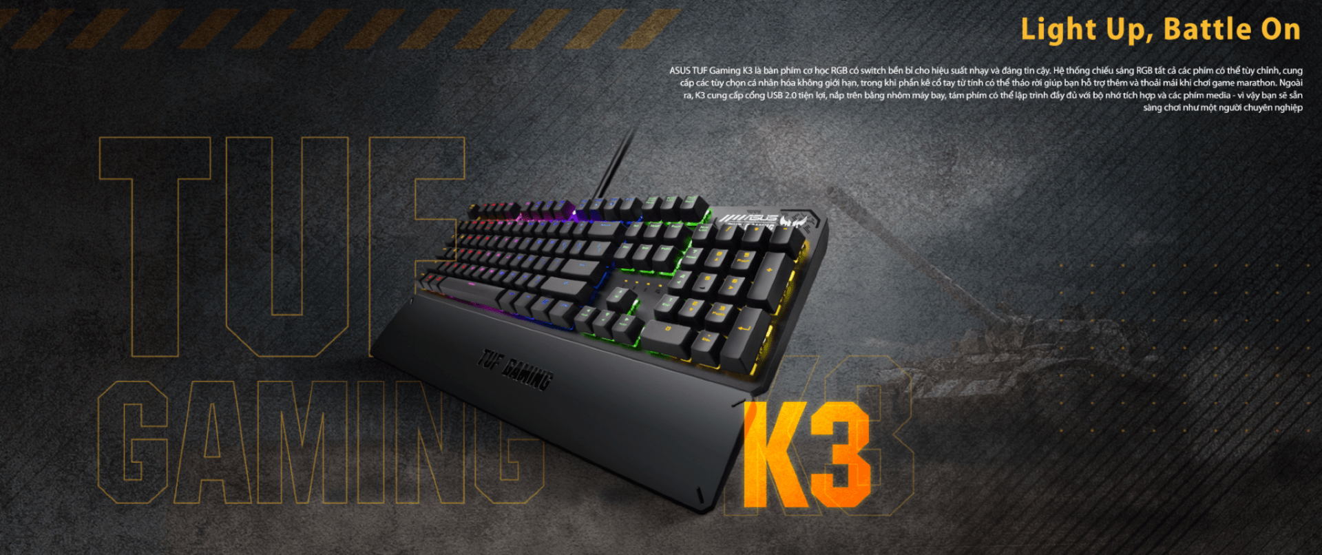 Bàn phím cơ Asus TUF K3 (RGB/USB/Red sw)