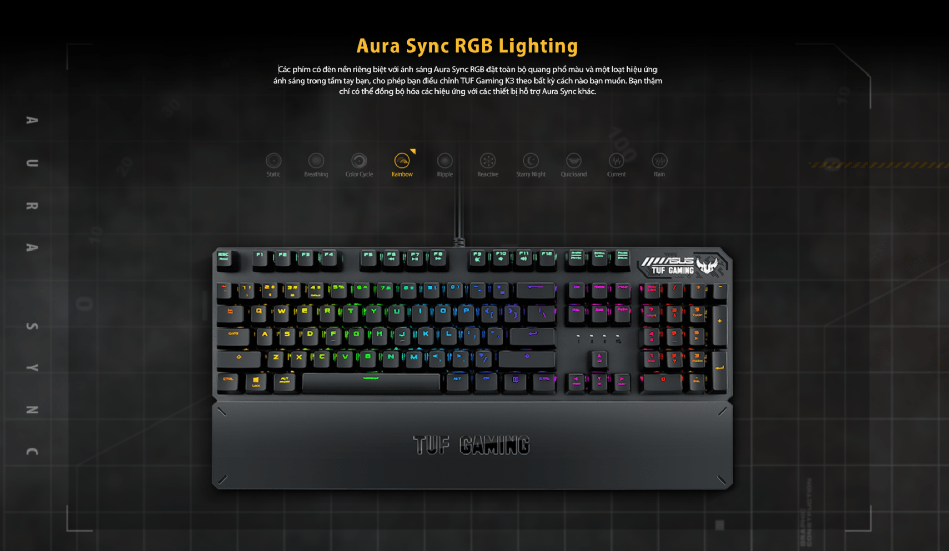 Bàn phím cơ Asus TUF K3 (RGB/USB/Red sw)