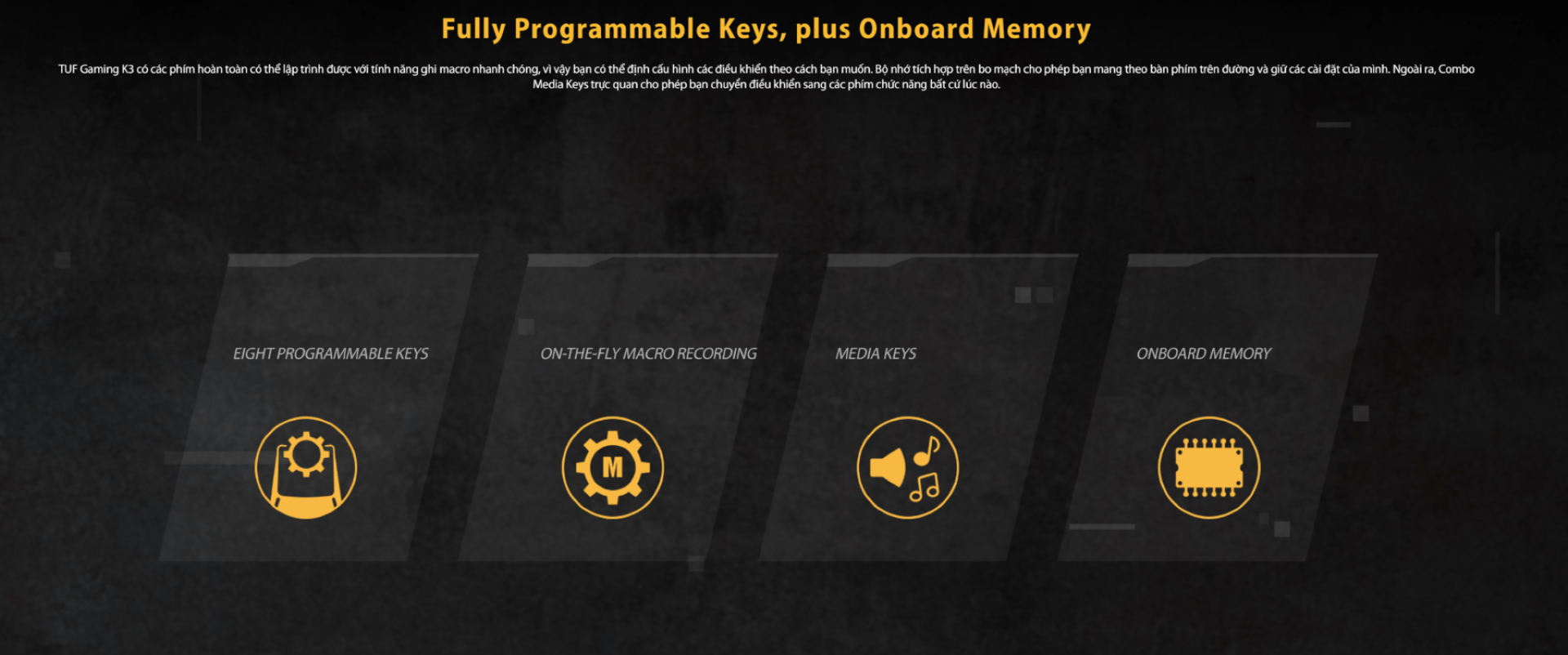 Bàn phím cơ Asus TUF K3 (RGB/USB/Red sw)