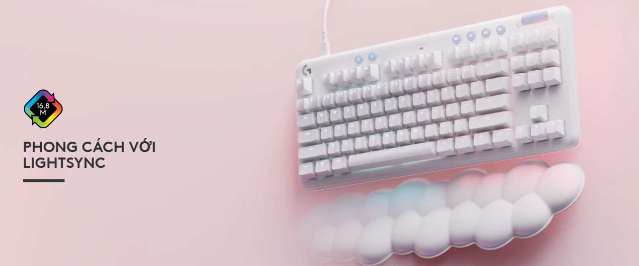 Bàn phím cơ có dây Logitech G713 RGB TKL Off White Tactile (920-010427) 3