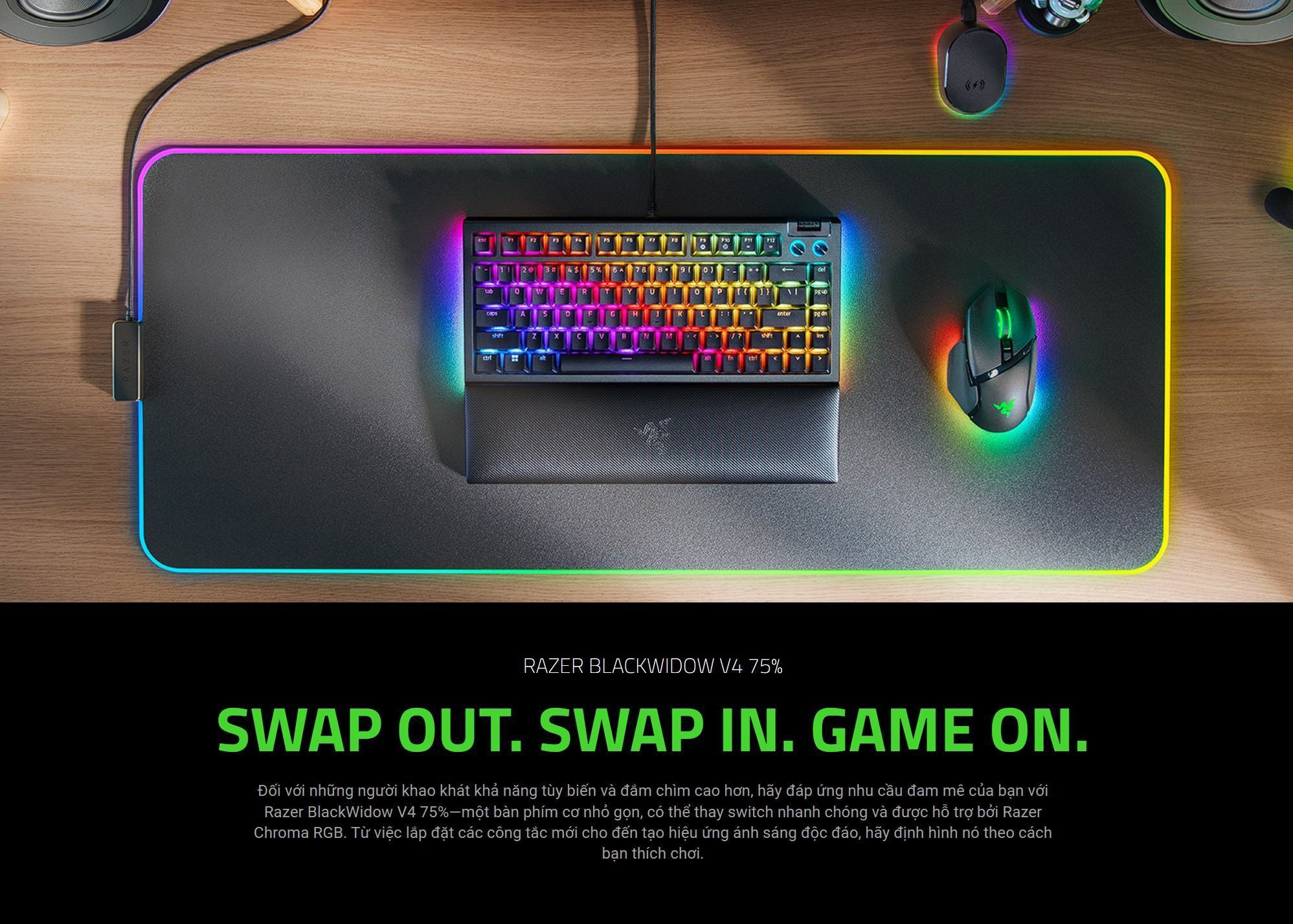 Bàn phím cơ có dây Razer BlackWidow V4 75% RGB