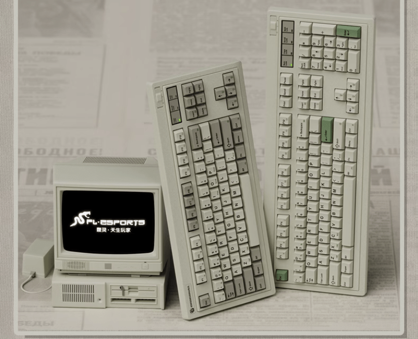 Bàn phím cơ FL-Esports OG87 Retro Grey 3 mode Kailh Ice Silver switch Led RGB  1