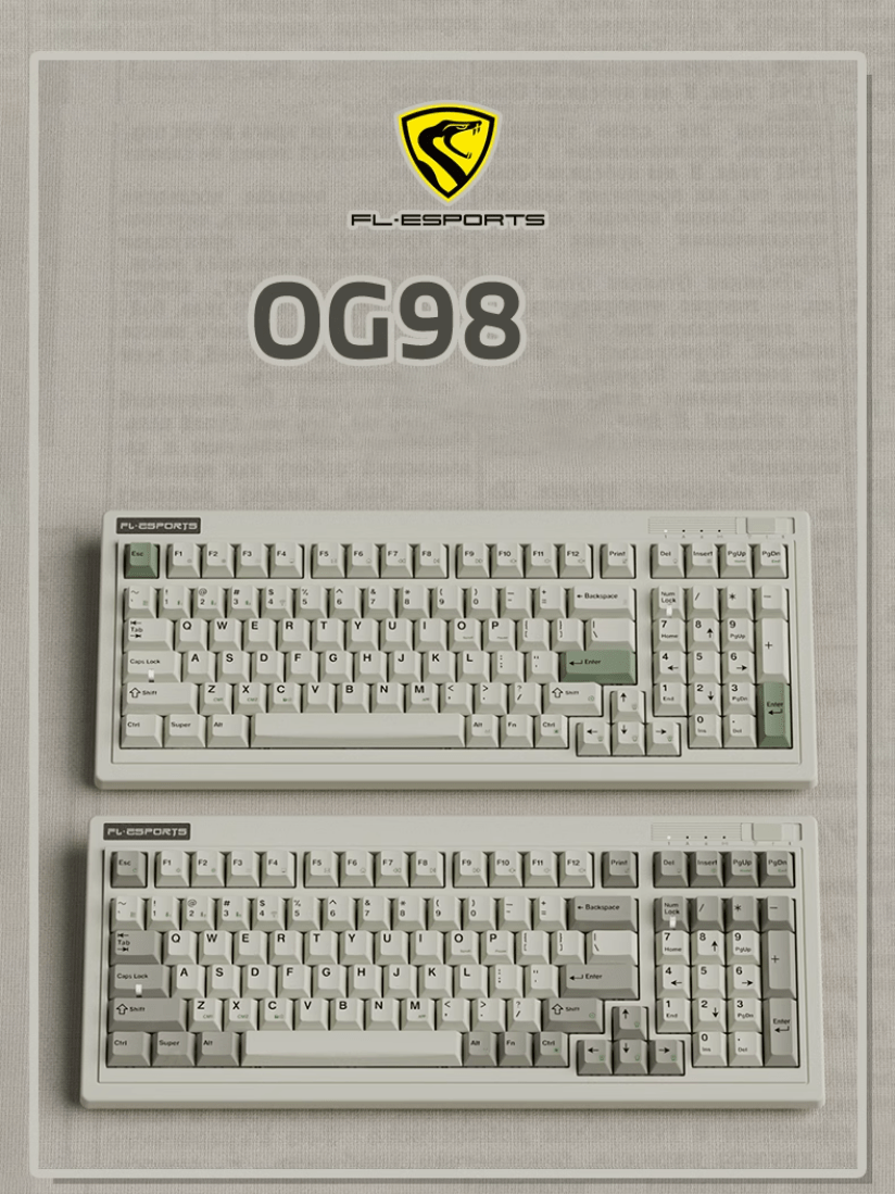 Bàn phím cơ FL-Esports OG98 Classic White 3 mode Kailh Coolmint V2 switch Led RGB 1