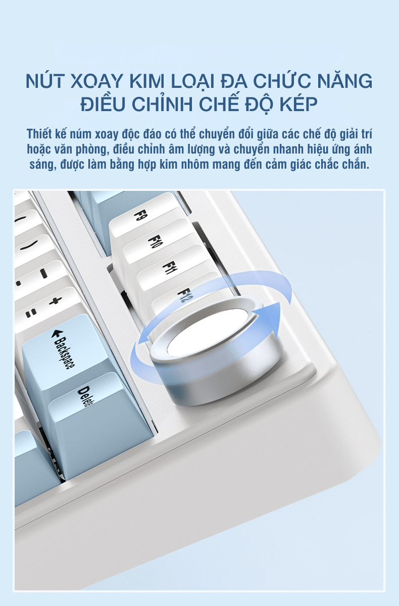 Bàn phím cơ gaming AULA F75 (3 Mode/Xám + Đen Gradient/Rgb/Reaper switch) 14