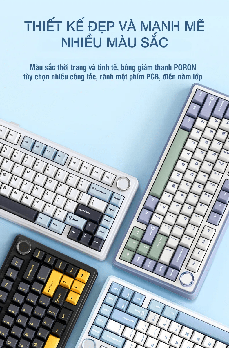 Bàn phím cơ gaming AULA F75 (3 Mode/Xám + Đen Gradient/Rgb/Reaper switch) 3