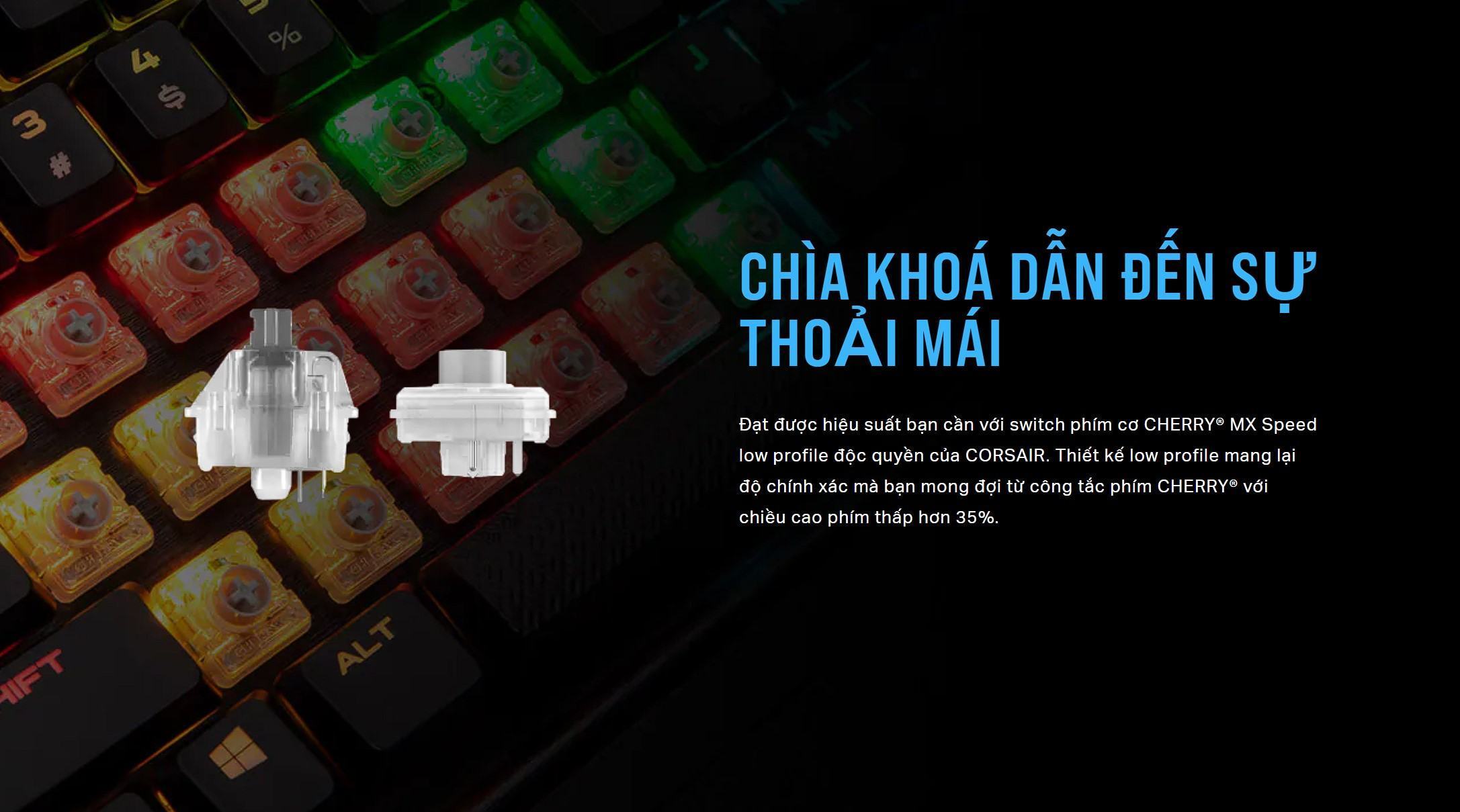 Bàn phím cơ gaming Corsair K70 MK2 Low Profile Cherry Speed Switch (CH-9109018-NA)
