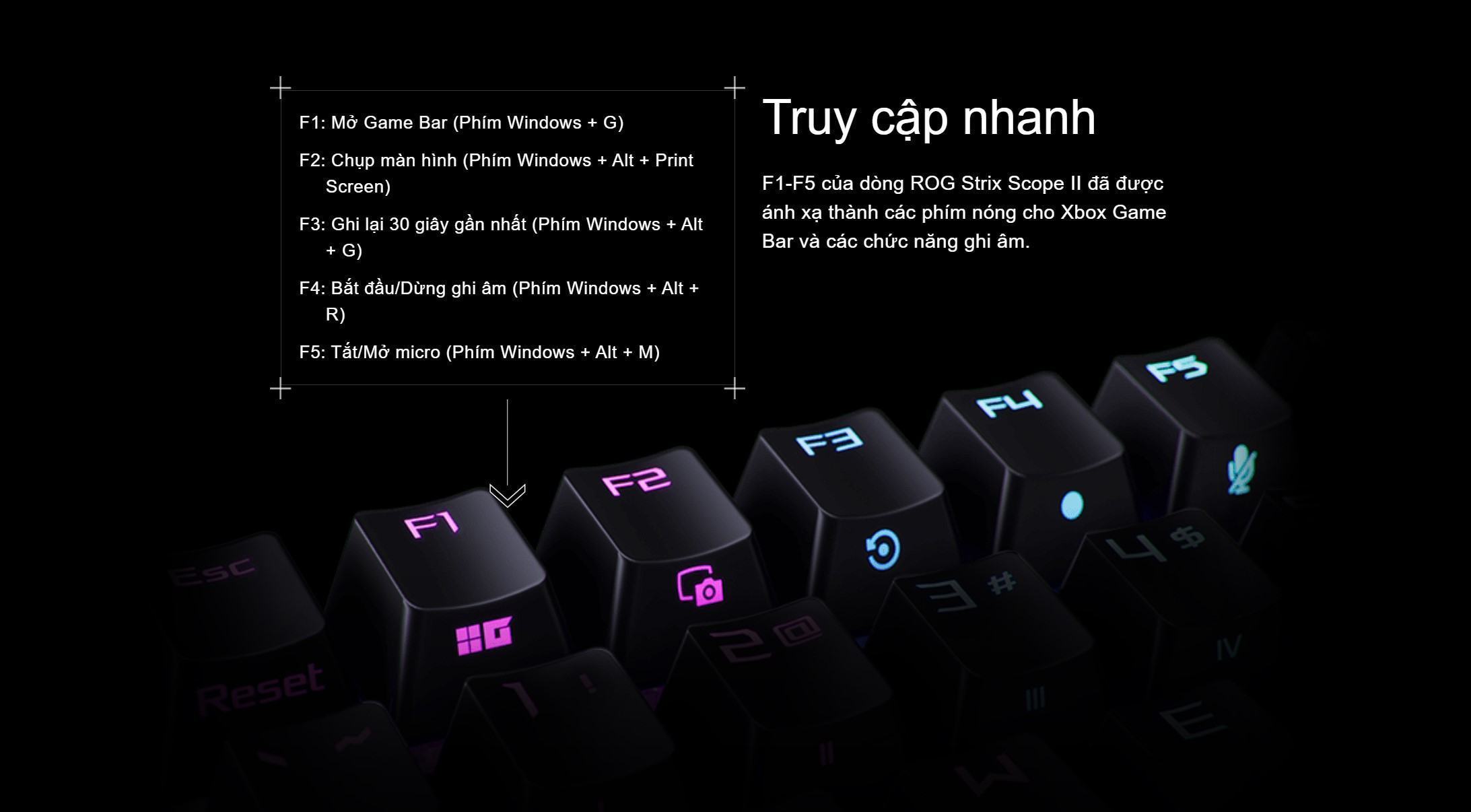 Bàn Phím Cơ Gaming không dây Asus ROG Strix Scope II 96 Wireless NXSW/US/ABS 90MP037A-BKUA00