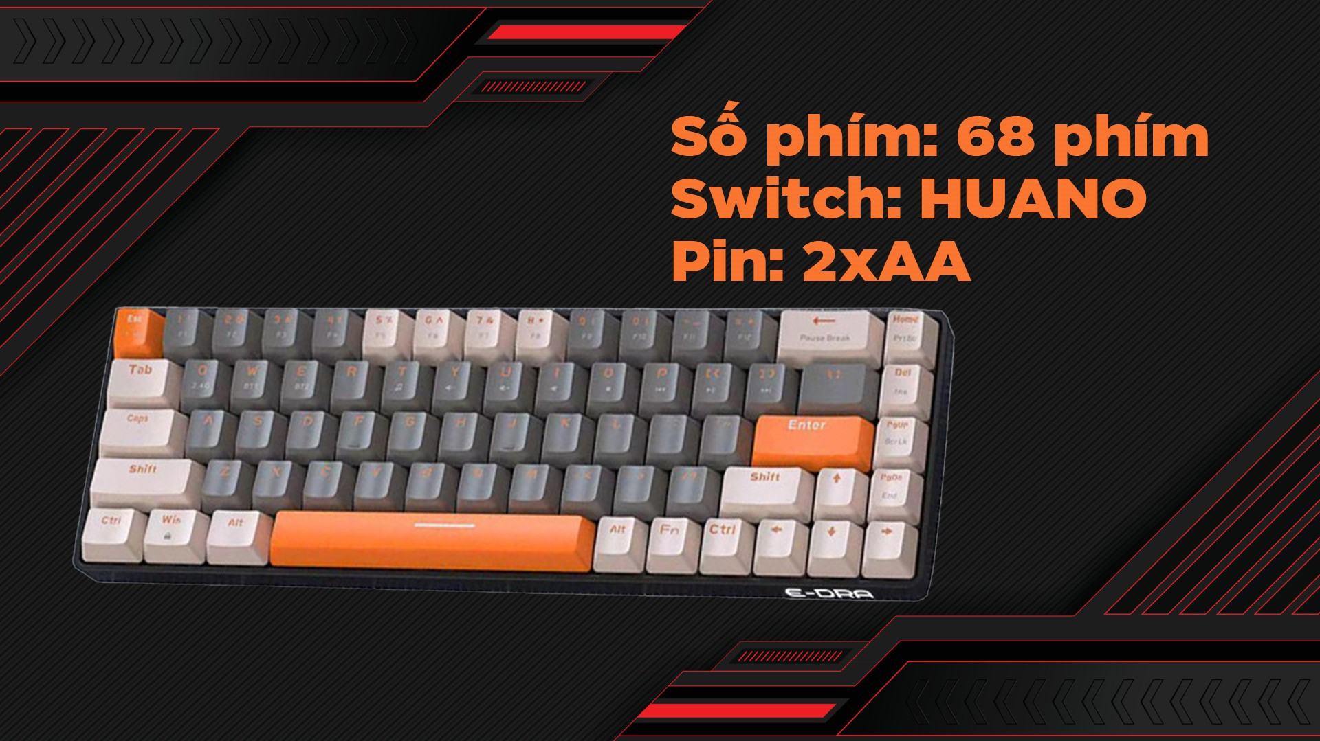 Bàn phím cơ gaming không dây Edra EK368L Beta (Bluetooth/2.4G)