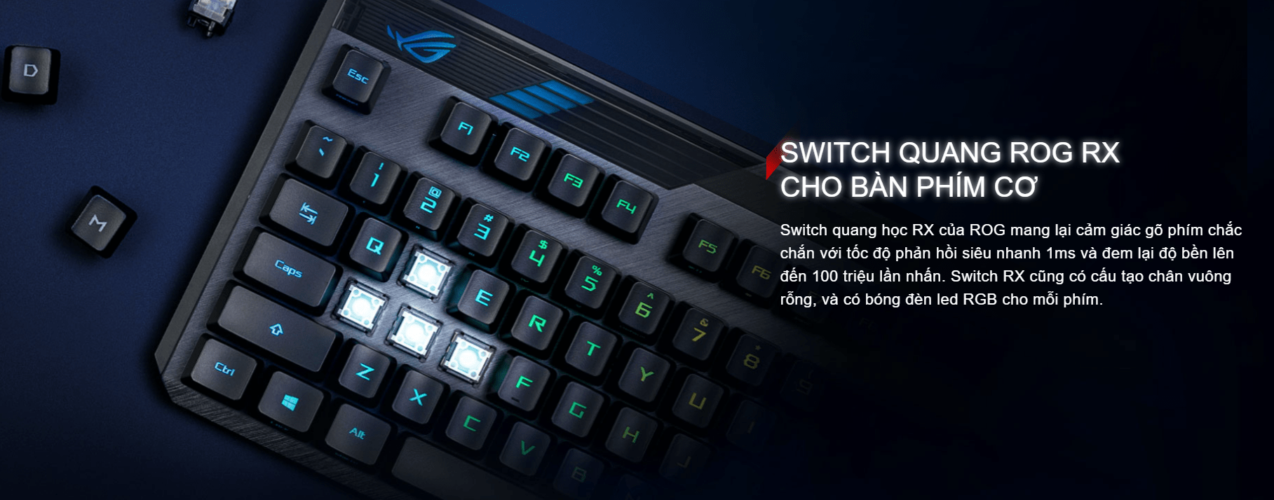 Bàn phím cơ không dây Asus ROG Claymore II (RGB RX optical Red sw) 3