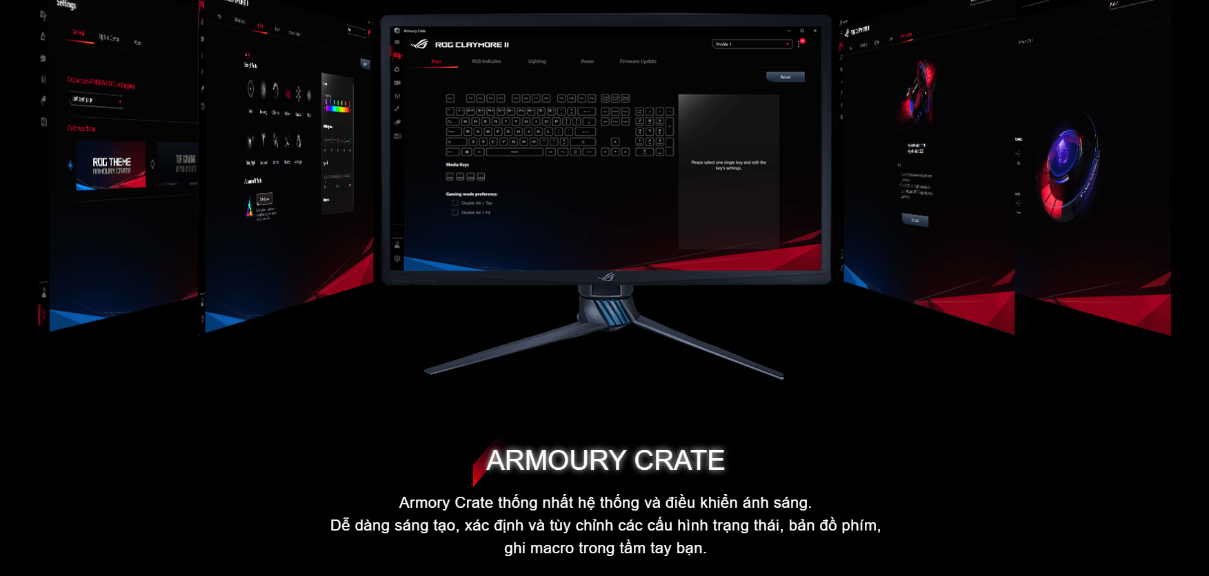 Bàn phím cơ không dây Asus ROG Claymore II (RGB RX optical Red sw) 10