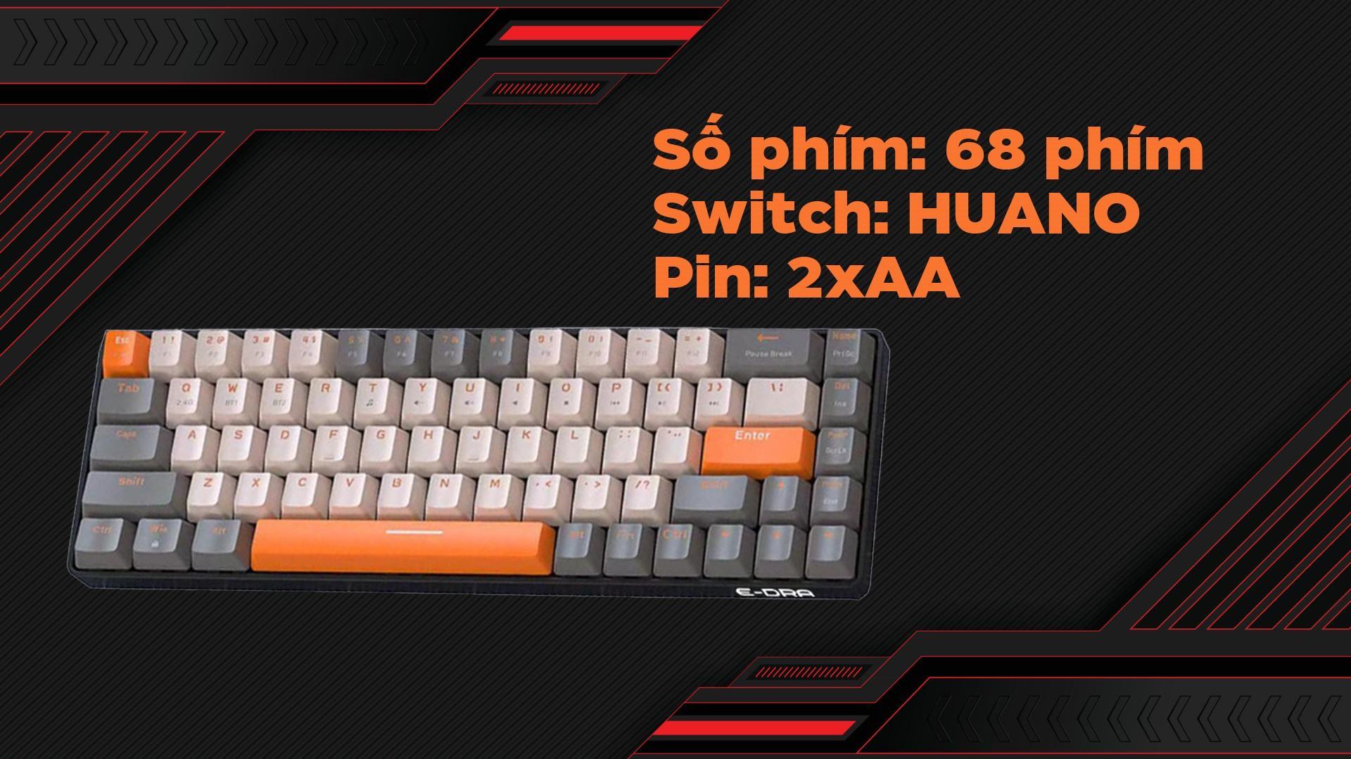 Bàn phím cơ không dây Edra EK368L Beta Yellow Switch 2