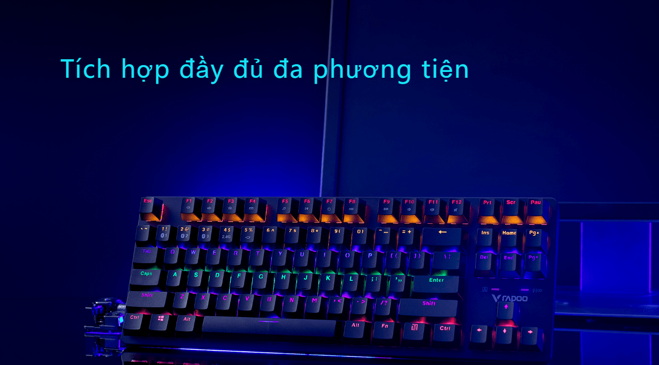 Bàn phím cơ không dây Rapoo V500 PRO-87 TKL Brown Switch (Led Rainbow) 3
