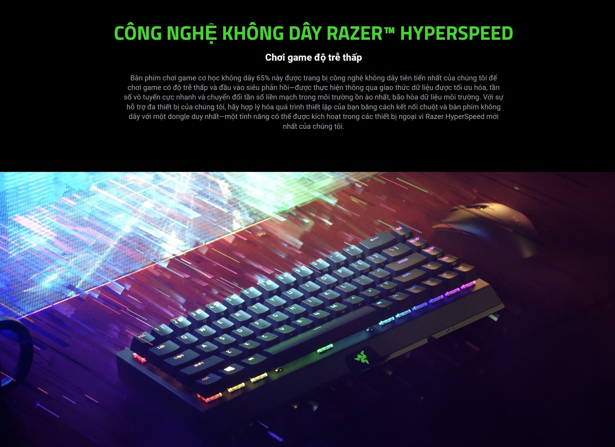 Bàn phím cơ không dây Razer BlackWidow V3 Mini HyperSpeed