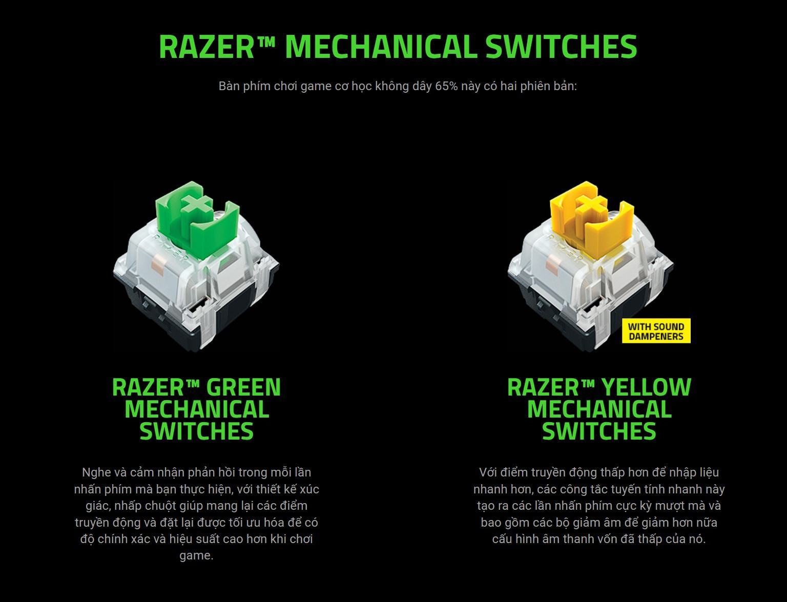 Bàn phím cơ không dây Razer BlackWidow V3 Mini HyperSpeed