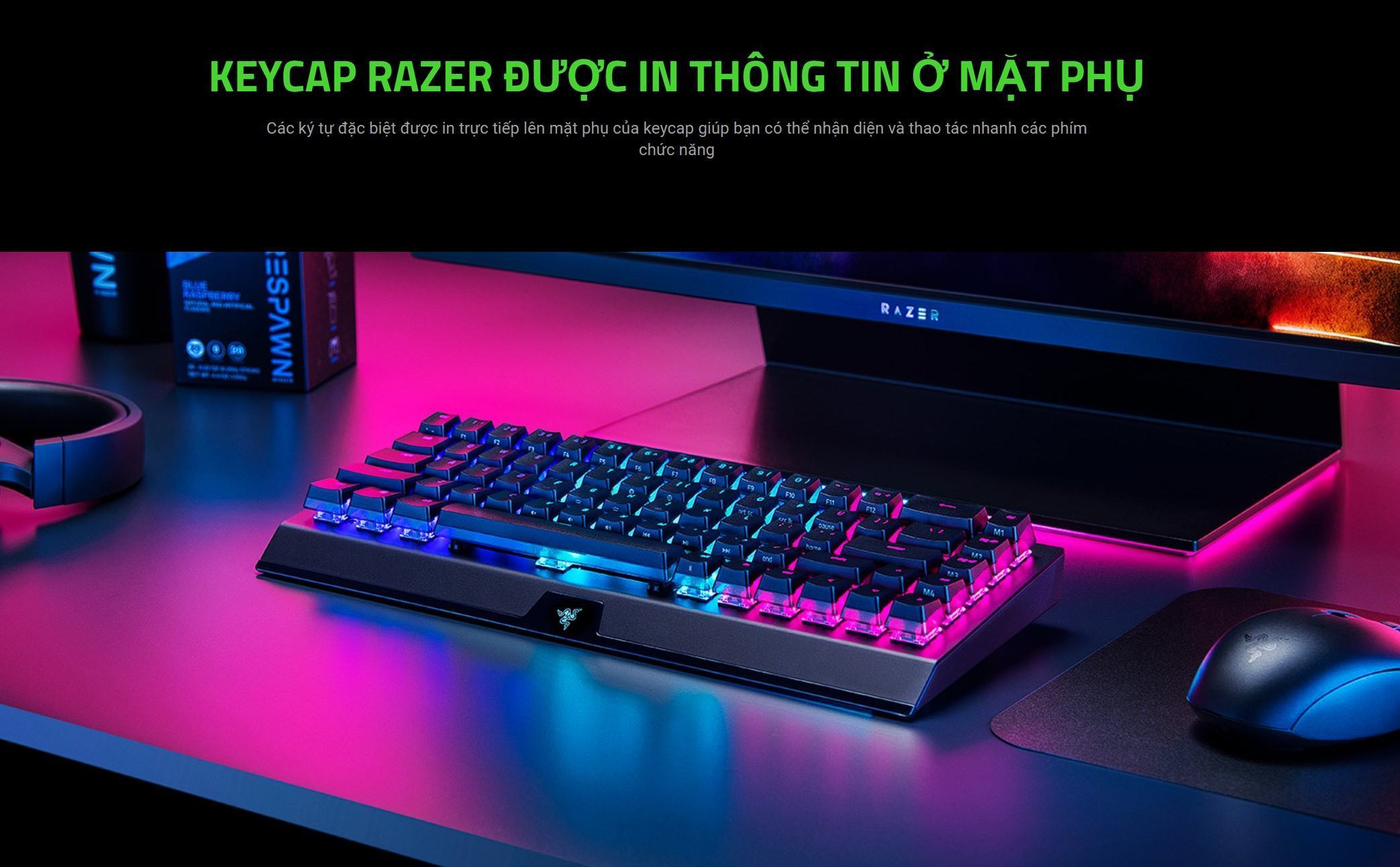Bàn phím cơ không dây Razer BlackWidow V3 Mini HyperSpeed