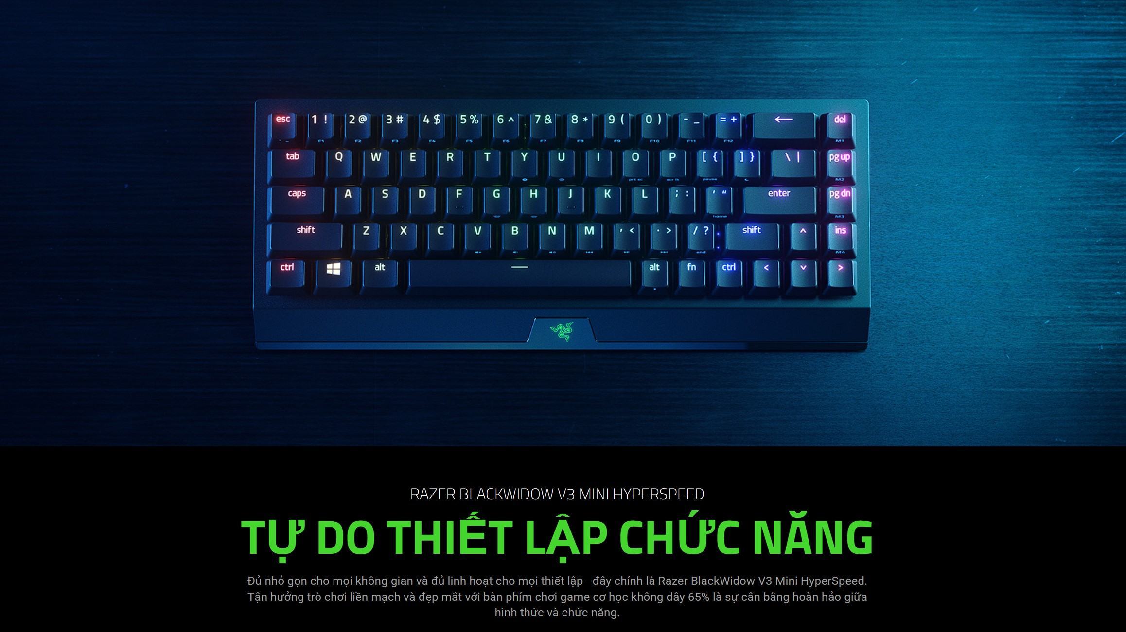 Bàn phím cơ không dây Razer BlackWidow V3 Mini HyperSpeed