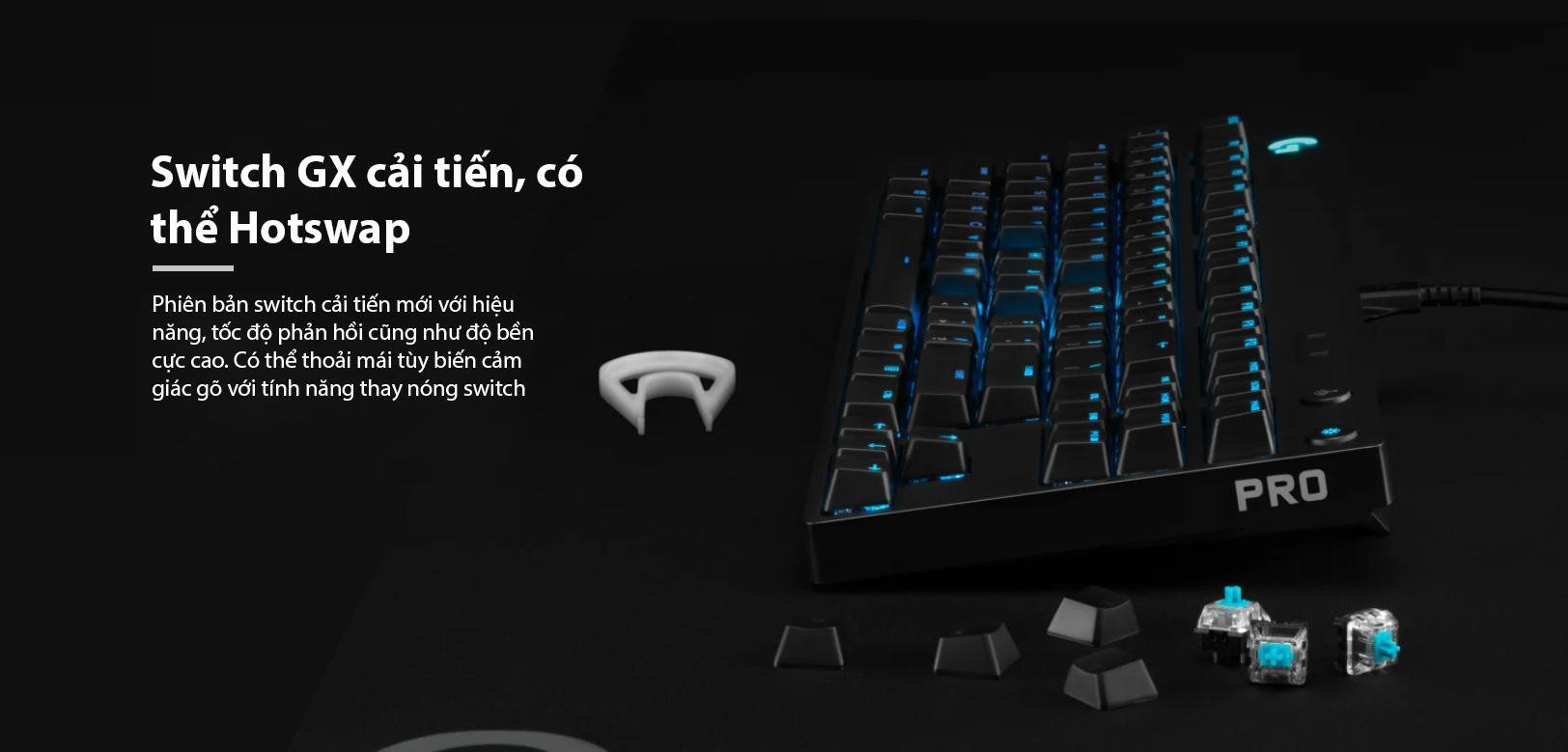 Bàn phím cơ Logitech G Pro X RGB Lightsync (USB/Blue Clicky sw/đen) 3