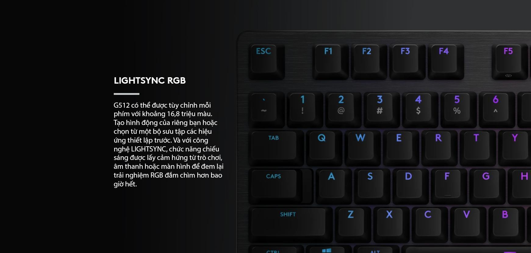 Bàn phím cơ Logitech G512 Lightsync RGB Clicky (USB/GX Blue) 3