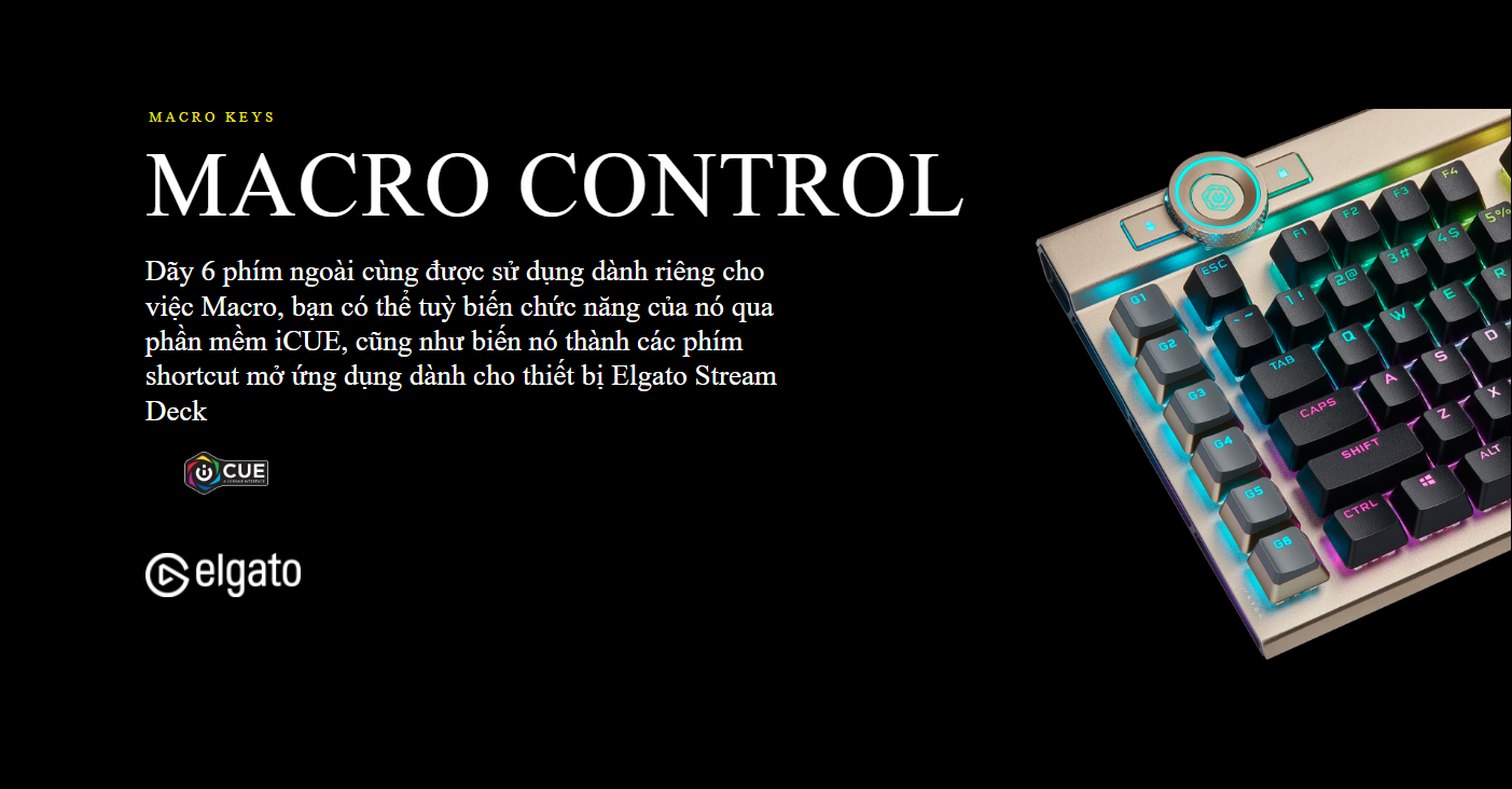 Bàn phím Corsair K100 RGB Optical switch (OPX-RF) (CH-912A01A-NA) 7