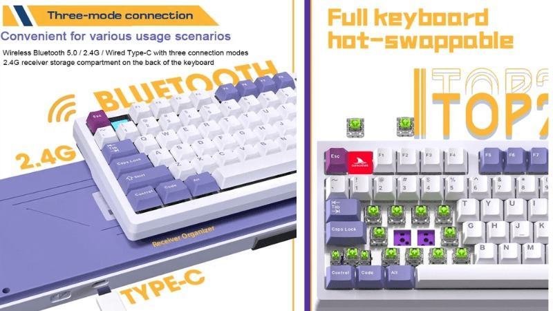 Bàn phím Darmoshark TOP 75 Tri-mode RGB 2