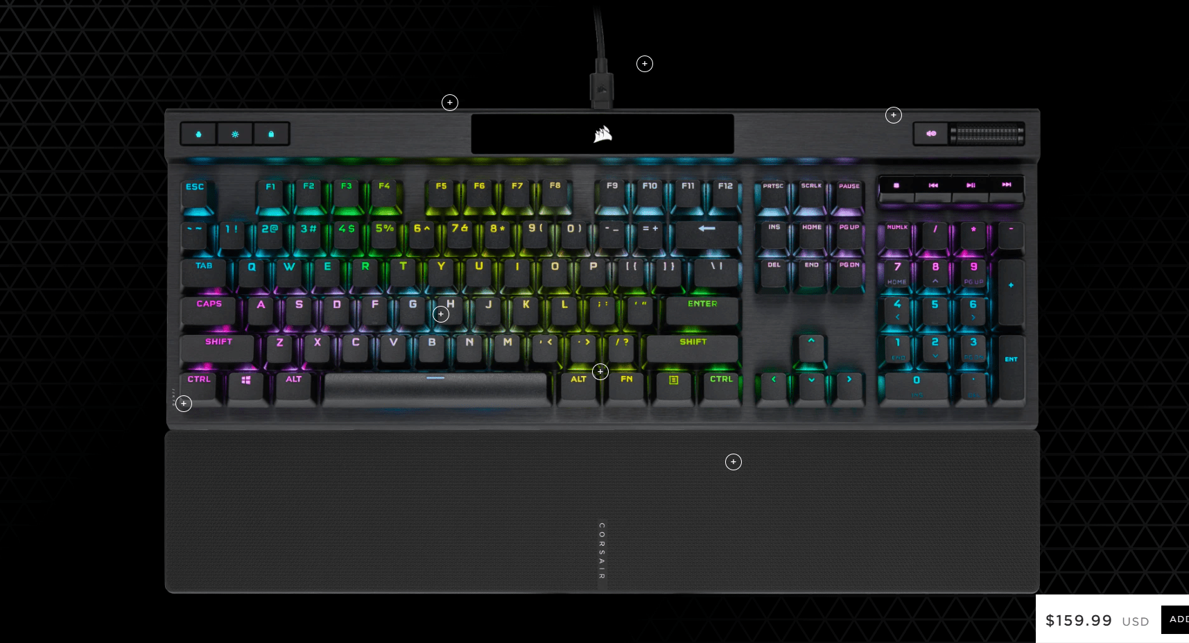 Bàn phím game Corsair K70 RGB Pro Blue sw (USB) (CH-9109411-NA) 5
