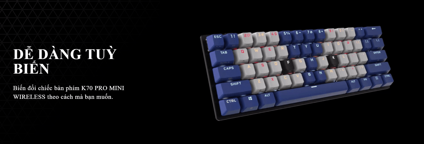 Bàn phím game không dây Corsair K70 Pro Mini đen Speed sw (CH-9189014-NA) 2