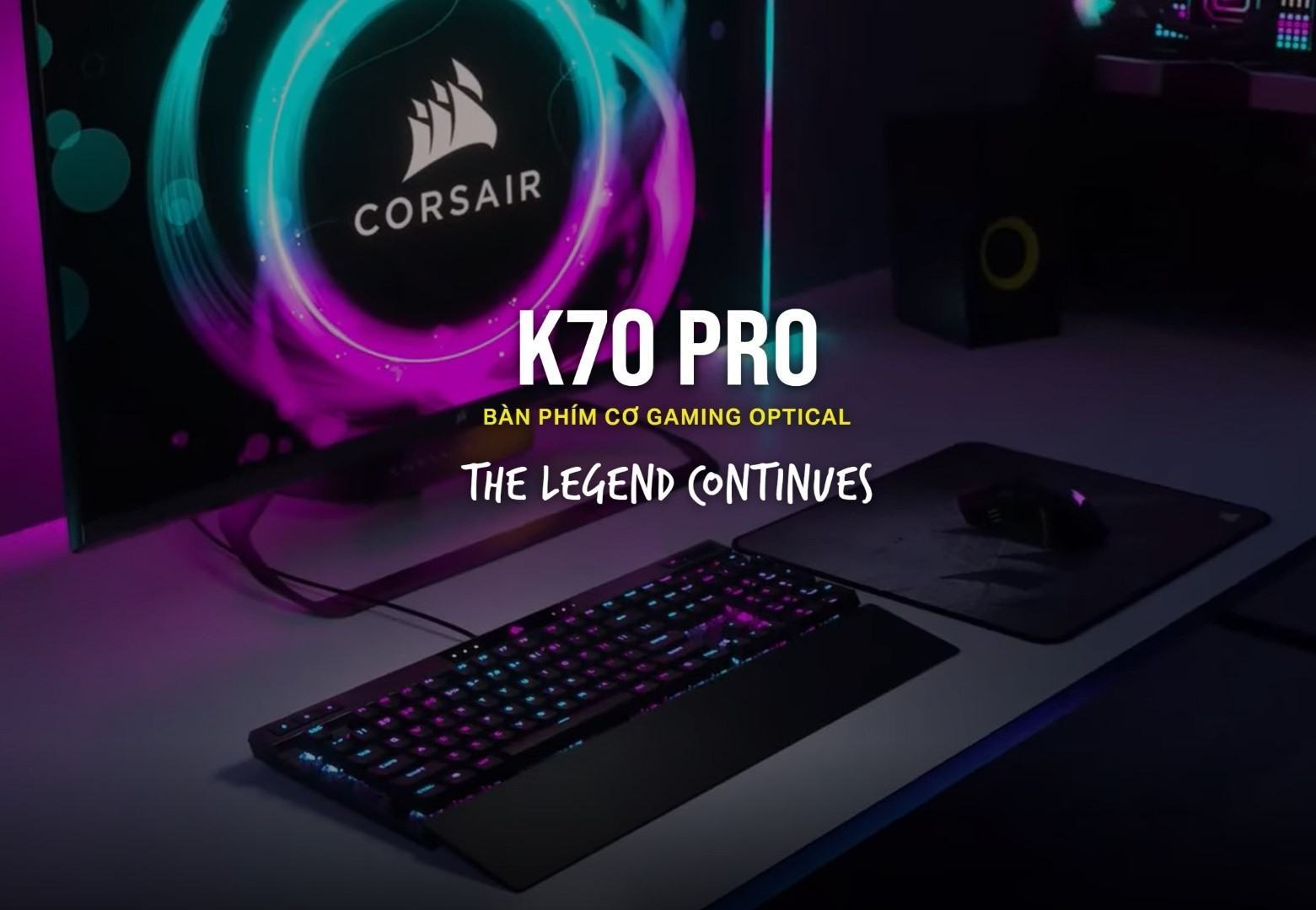 Bàn phím gaming có dây Corsair K70 PRO-BLK-OPX Silver Switch Led RGB CH-910941A-NA