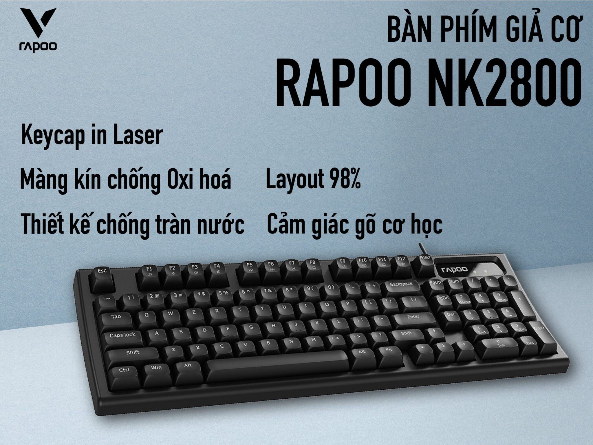 Bàn phím giả cơ gaming Rapoo NK2800 Black 1