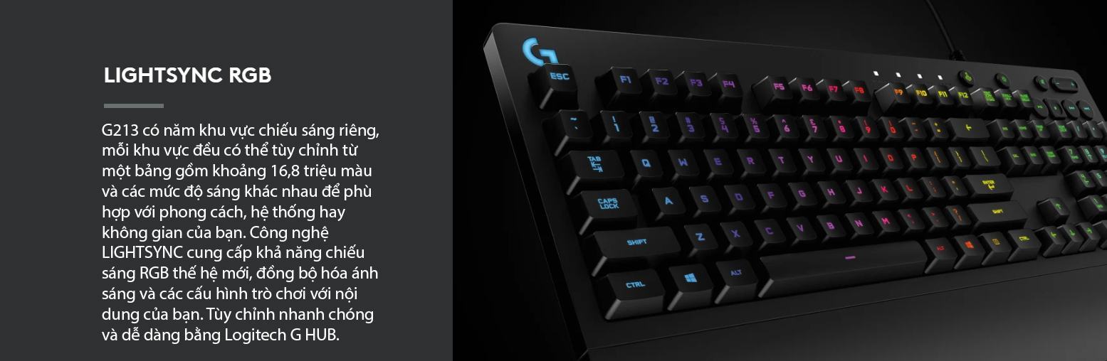 Bàn phím giả cơ Logitech G213 Prodigy RGB Gaming 3