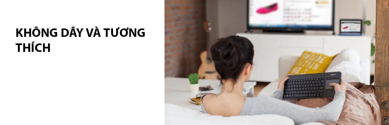 Bàn phím không dây Logitech K400 Plus đen (USB/PinAA) 4