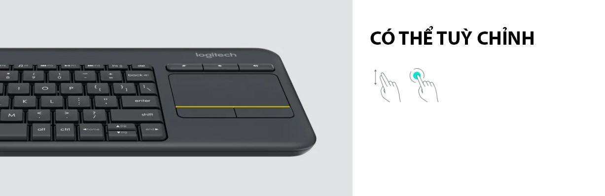 Bàn phím không dây Logitech K400 Plus đen (USB/PinAA) 5