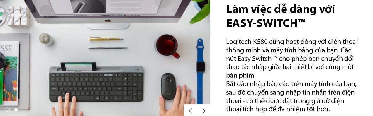 Bàn phím không dây Logitech K580 Graphite (USB/Bluetooth/Xám đen) 3