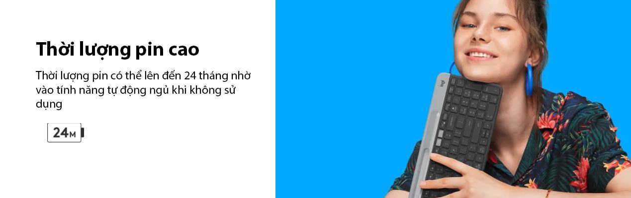 Bàn phím không dây Logitech K580 Graphite (USB/Bluetooth/Xám đen) 6