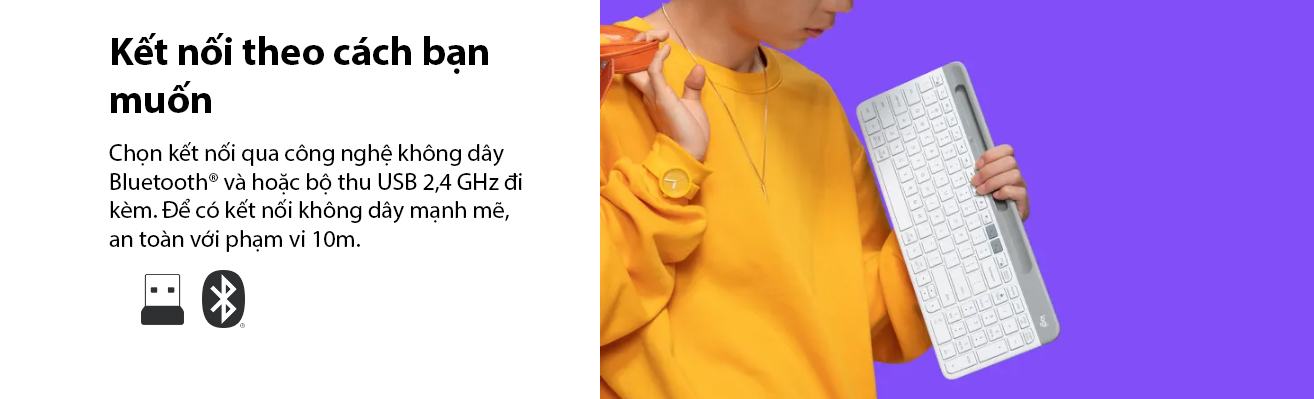 Bàn phím không dây Logitech K580 Pale Grey (USB/Bluetooth/Trắng) 4