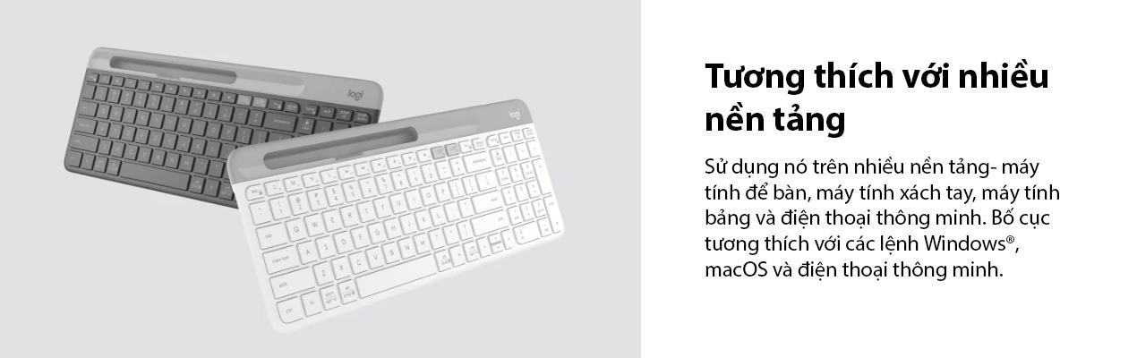 Bàn phím không dây Logitech K580 Pale Grey (USB/Bluetooth/Trắng) 7