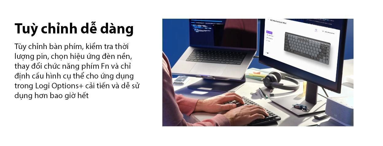 Bàn phím không dây Logitech MX Mechanical Graphite Tactile sw (USB/Bluetooth) 5