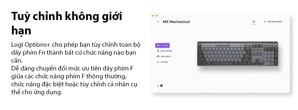 Bàn phím không dây Logitech MX Mechanical Graphite Tactile sw (USB/Bluetooth) 6