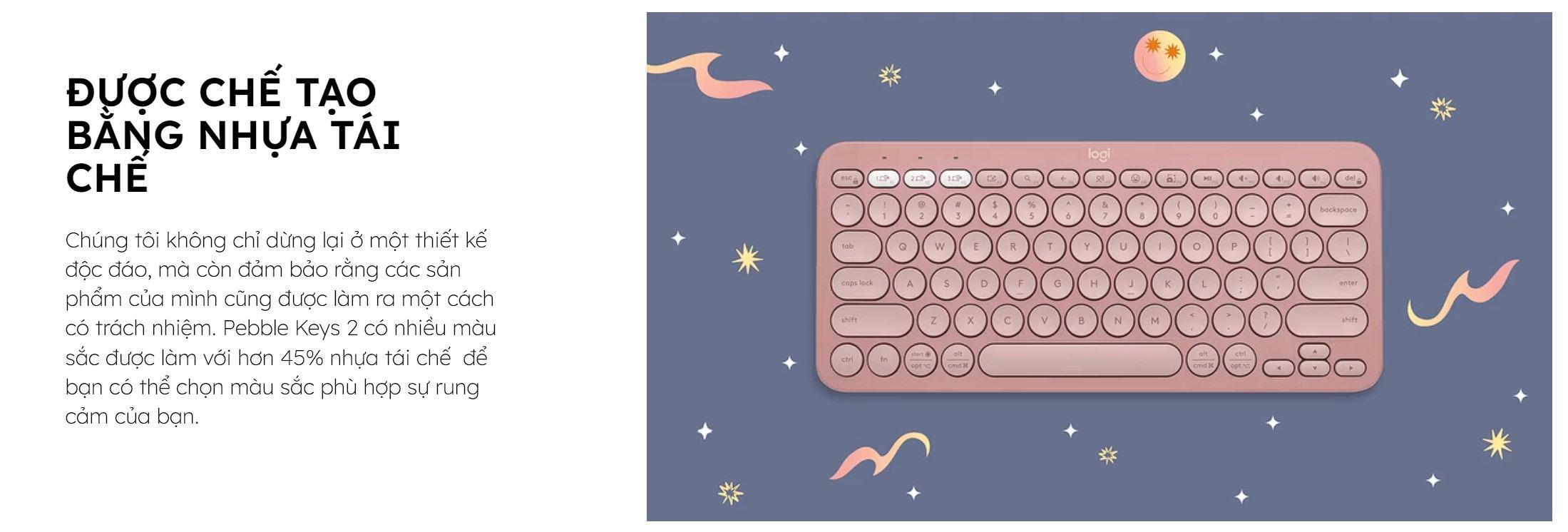 Bàn phím không dây Logitech Pebble keys 2 K380s